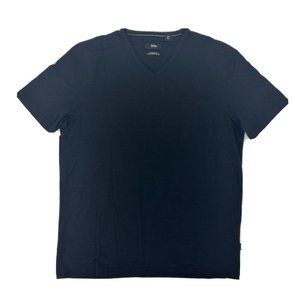 Hugo Boss Shirt Mens M Black Regular Fit‎ Short Sleeve V-Neck Long Staple Cotton